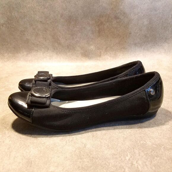Anne Klein Sport Womens Amuzement Size 7.5 Black Textile Slip On Ballet Flats - Picture 4 of 10